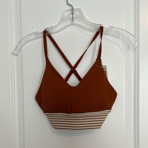 Aerie Brand New With Tags Rust Bralette with Striped Band and Criss-Cros…